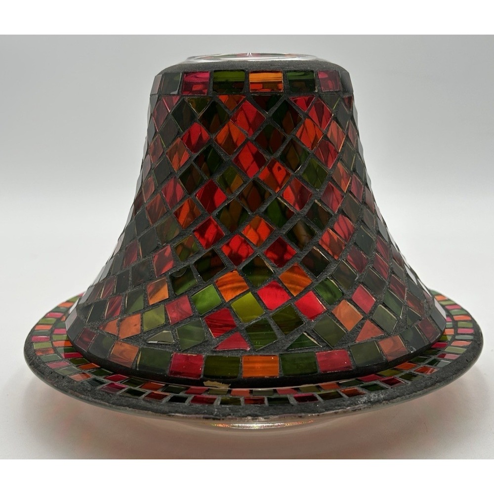 2012 Yankee Candle Mosaic Tile Shade and Plate Set Holiday Colors